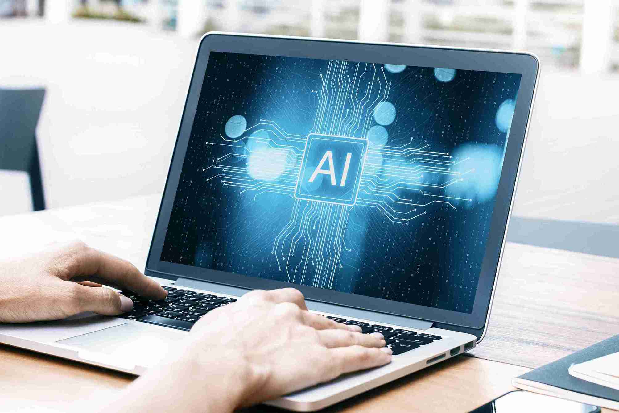 Image depicting AI technology transforming the workplace, showcasing robots and humans collaborating on tasks.